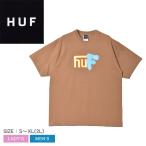 ハフ 半袖Tシャツ メンズ レディース UPSIDE DOWNTOWN TEE HUF TS02173 ブラウン 茶 ウエア トップス Tシャツ クルーネック ロゴ 父の日