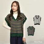 ニットベスト レディース ツイード ジャガード refinedworks リファインドワークス 1016-7591 ブラック 黒 総柄 春コーデ