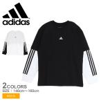 アディダス 長袖Tシャツ キッズ ジュニア 子供 ADIDAS JUD58 ホワイト 白 ブラック 黒 ウェア トップス ロンT 長袖 カットソー スポーツ 運動 クルーネック ロゴ