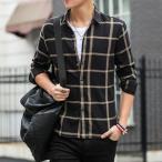 長袖シャツメンズ長袖シャツ開襟チェ...