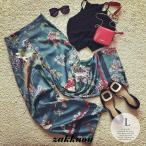 ショッピングガウチョ パンツ 花柄 レディース きれいめ ガウチョパンツ ワイドパンツ 大きいサイズ グリーン カラフル 鳥 レトロ 個性的 柄物 50代/[pbm26]