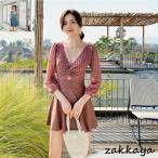 レディース　水着　体型カバー　連体水着 ビーチ　ミズギ 可愛い