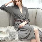 バスローブ　レディース　女　春夏　パジャマ　ルームウエア　ナイトガウン　おしゃれ カジュアル 部屋着　寝間着　長袖　柔らか　あったか