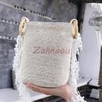 かごバッグ レディース ショルダーバッグ 斜めがけ　麦わらバッグ ストリート ピクニック 海 ビーチ 夏バッグ 麦わらバッグ 軽量 かわいい 草編みバッグ