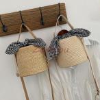 かごバッグ レディース ショルダーバッグ 斜めがけ　麦わらバッグ 巾着付き ピクニック 海 ビーチ 夏バッグ 麦わらバッグ 軽量 かわいい 草編みバッグ