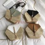 かごバッグ レディース ショルダーバッグ 斜めがけ　麦わらバッグ ストリート ピクニック 海 ビーチ 夏バッグ 麦わらバッグ 軽量 かわいい 草編みバッグ