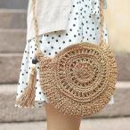 かごバッグ レディース ショルダーバッグ 斜めがけ　麦わらバッグ ピクニック 手提げ 海 ビーチ 夏バッグ 麦わらバッグ 軽量 かわいい 草編みバッグ