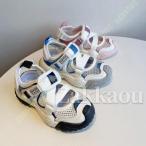 サンダル キッズ 女の子 ビーチサンダル スポーツサンダル ストラップ ラウンドトゥ クロス メッシュ バイカラー 履きやすい 夏 ジュニア マジックテープ 軽量