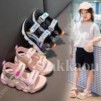 ショッピングキッズ サンダル 女の子 キッズサンダル キッズシューズ ビーチサンダル オープントゥ 子供用 子供靴 マジックテープ ストラップ メッシュ バイカラー アウトドア スポーツ