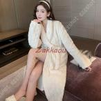 バスローブ ふわふわ マイクロファイバー ナイトガウン レディース 部屋着 お風呂上がり 厚手 ガウン フランネル 吸水速乾 ナイトウェア 柔らかい 保湿 保温