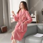 バスローブ ガウン ルームウェア レディース リボン付き パジャマ ナイトガウン 大きいサイズ 厚手 長袖ペア 冬 あったか カップル お揃い 部屋着 もこもこ