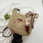 かごバッグ レディース ショルダーバッグ 斜めがけ　麦わらバッグ ピクニック 海 ビーチ 夏バッグ 麦わらバッグ 軽量 かわいい 草編みバッグ