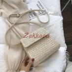 かごバッグ レディース ショルダーバッグ 斜めがけ　麦わらバッグ ピクニック 海 ビーチ 夏バッグ 麦わらバッグ 軽量 かわいい 草編みバッグ