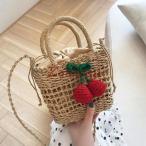 かごバッグ レディース ショルダーバッグ 斜めがけ　麦わらバッグ ピクニック 手提げ 海 ビーチ 夏バッグ 麦わらバッグ 軽量 かわいい 草編みバッグ