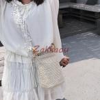 かごバッグ レディース ショルダーバッグ 斜めがけ　麦わらバッグ ストリート ピクニック 海 ビーチ 夏バッグ 麦わらバッグ 軽量 かわいい 草編みバッグ