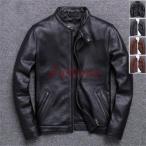 ショッピング本革 メンズ革ジャン 本革　秋冬　レザージャケット ライダースジャケット 立ち襟 バイクウェア シングル 男性用 防寒防風