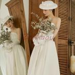 レディースファッション ウェディングドレス ミモレ丈 二次会 花嫁ドレス 結婚式 ドレス パーティードレス Aライン おしゃれ 個性的 可愛い ナチュラル