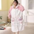 レディース ナイトガウン もこもこ パジャマ 前開き ロング ルームワンピース 冬用 ルームウェア 暖かい ふわふわ バスローブ 吸水 防寒 長袖 ネグリジェ