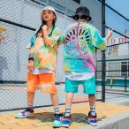 キッズダンス衣装男の子女の子ヒップホップ虹色トップ