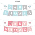 Baby Shower バナー ガーランド 壁飾り 装飾 べビーシャワー デコレーション 飾り フラッグガーランド 可愛い ゾウ ブルー ピンク ペーパーガーランド