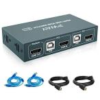 KVM HDMI 切替器 2ポートPCスイッチ、UHD4K @ 30 Hz（YUV 4：4：4）、ホットキースイッチング（便利で高速）、電源不要、2本