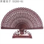 ショッピング扇子 紫檀 扇子 紫檀扇 銀模様 XS203-01 天然木 工芸扇子 20cm