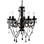 シャンデリア 照明器具 約幅51.5×奥行51.5×高さ56cm 5灯 ブラック スチール アクリル樹脂 組立品 リビング ダイニング〔代引不可〕