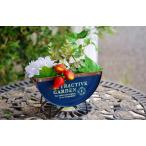 ガーデニング雑貨 プランターポット プランターカップ ガーデン雑貨 植木鉢 セミサークルプランター ブルー L ブリキ缶 飾り 可愛い アジアジ azi-azi 園芸雑貨