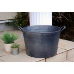 大きい タブ バケット ウオッシュタブ ブリキ製 楕円 バケツ ガーデン ガーデニング 桶 キャンプ 薪 焚き火 植木鉢 寄植え バッカン 洗い桶 ストッカー