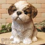 置物 動物 可愛い 犬の置物 シーズー お座り Aタイプ リアル 子いぬのフィギュア イヌ ガーデニング ベランダアート