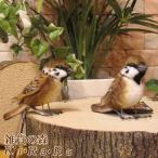 鳥の置物 リアルなスズメのぬいぐるみ すずめ 2羽セット 雀オブジェ インテリア 置物 トリ バード