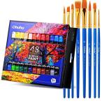 アクリル絵の具48色 8本ペイントブラシ 絵の具 アクリルカラー 鮮やか 顔料 速乾 12ml ペイント チューブ イラスト 絵描き