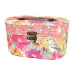 パンチスタジオ バニティケース 収納 フタ付き 化粧箱（水彩の花×鳥×ピンク） ・定形外郵便物不可