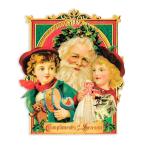 パンチスタジオ クリスマスカード スモールサイズ （サンタクロース×子供たち） 封筒付き レトロ グリーティングカード