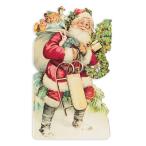 The Gifted Line クリスマスカード ラージサイズ （サンタクロースのプレゼント） 封筒付き レトロ グリーティングカード