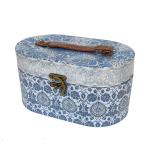 パンチスタジオ バニティケース 収納 フタ付き 化粧箱（藍×ダマスク柄） ・定形外郵便物不可