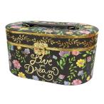 MOLLY &amp; REX バニティケース 収納 フタ付き 化粧箱（黒板×花） ・定形外郵便物不可