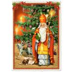 [ Рождество ] ламе &da ikatto открытка ( tree . Santa Claus ) Германия производства 