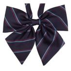 ストライプ柄リボン 16cm　紺ブルー