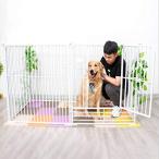 YXZPQ ペットサークル スチール製 ペットフェンス 犬ゲージ ドア付き DIY 脱走防止柵 侵入防止 大型犬用 ゲート 中型犬 6枚 屋内