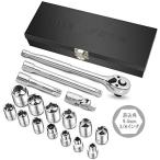ソケットレンチセット 17点 車レンチ スリーブ ラチェットレンチ 差込角9.5mm（3/8インチ） ラチェットハンドル 六角レンチ 車/バイク