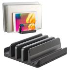 ショッピングノートパソコン スタンド BECROWM ノートパソコン スタンド 縦置き pcスタンド 縦置き 5台収納 幅調整可能 パソコン縦置きスタンド アルミ合金（グレー）