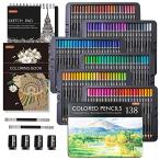 Shuttle Art 色鉛筆 138色セット 油性色鉛筆 カラーペン 大人の塗り絵 メタリック色 スケッチブック 鉛筆削り イラスト デザイン