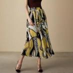 スカーフ柄 ロングスカート レディース マキシ ピークル フレアスカート 春夏 きれいめ 体型カバー さらっと軽い コーデ主役 柄スカート