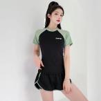 スクール水着 女の子 セパレート 上下セット 水陸両用 女子 半袖 ショートパンツ キッズ水着 ジュニア 女児 子供 学校 小学生 中学生 UVカット