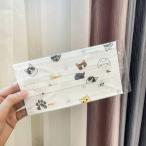 マスク 50枚 使い捨てマスク おしゃれ 可愛い 猫柄 犬柄　大人用 3層構造 対策 プレゼント イベント 不織布 マスク