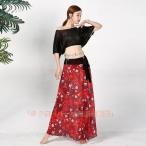 ベリーダンス衣装 上下セット　防眩パンツ ロング丈スカート レ