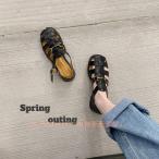 グルカサンダル レディース 本革 ビット飾り 歩きやすい 幅広 黒 白 イング グルカサンダル レザー ストラップ サンダル 厚底 ゴム ぺたんこ サ