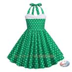  танцевальный костюм симпатичный точка рисунок полька-дот One-piece Kids ребенок retro платье retro One-piece 110cm 120 130 140 150cmpi-kruA линия симпатичный летний 