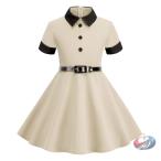  Kids танцевальный костюм retro платье короткий рукав платье pi-kru110~150cm A линия симпатичный колени длина летний тонкий Event / фотосъемка / презентация . симпатичный ребенок One-piece 